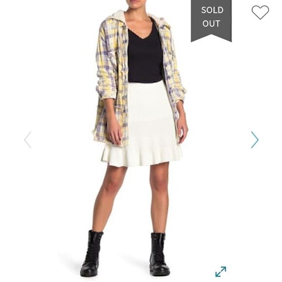 NEW Free People Cream Solid Gold Ribbed Knit Skirt - Picture 10 of 15